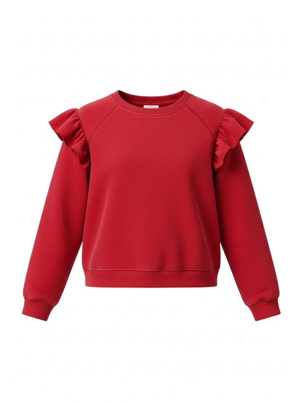 Hanna Anderson Red Ruffle Detailed Crewneck Sweatshirt Organic Cotton Size 10
